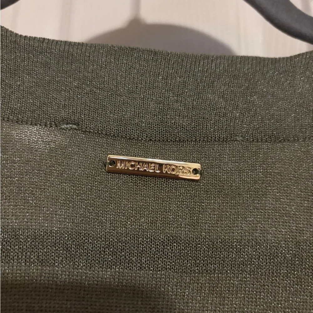 Michael Kors Olive Green Open-Front Cardigan - Picture 4 of 5